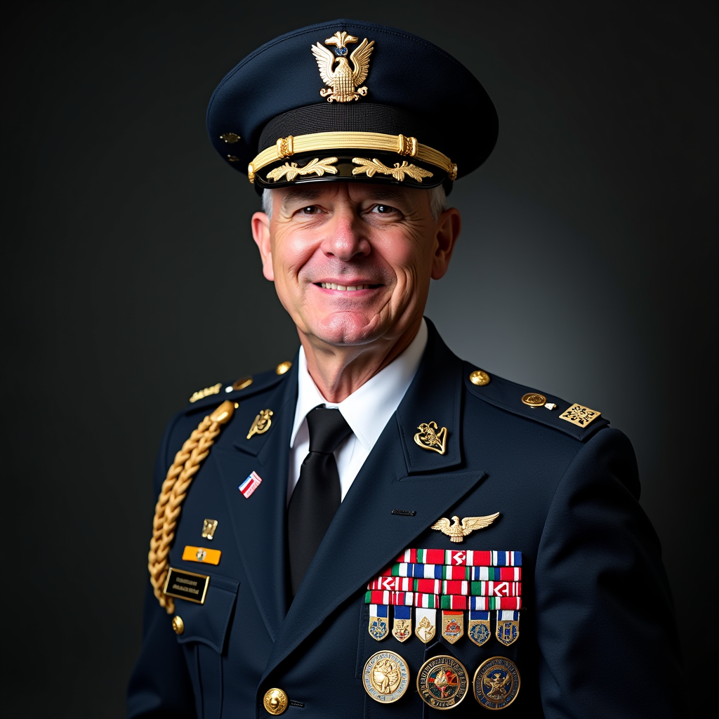 Portrait of Senior Vice Commander in veterans organization uniform displaying leadership credentials